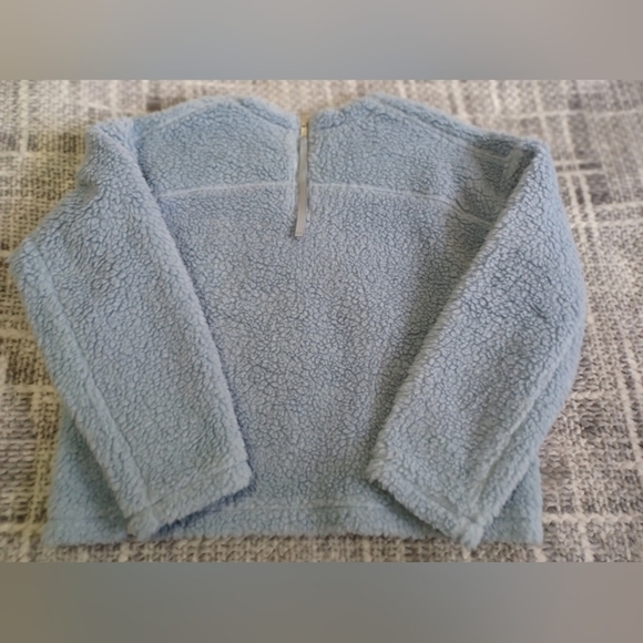 Lululemon Wool Whenever Crew Neck Pullover Blue Wool Sherpa Fleece Sz 10 - Picture 10 of 10